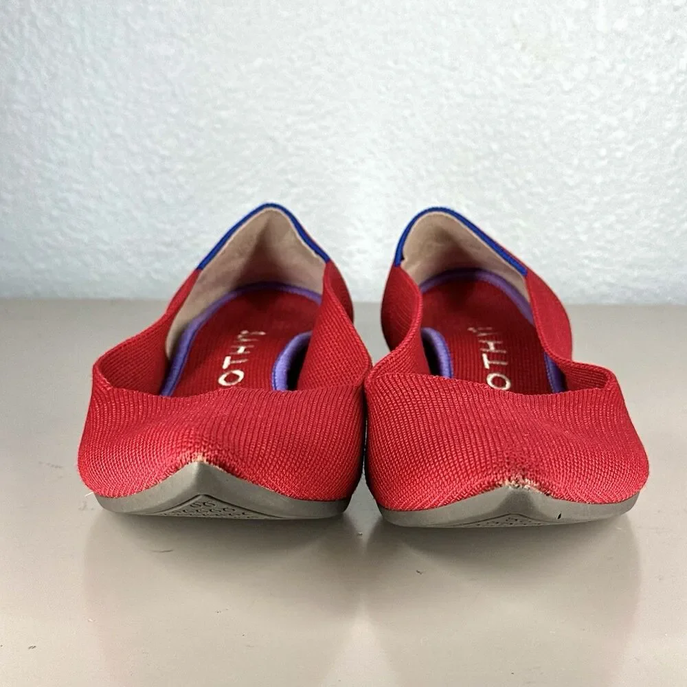 Rothy’s The Point Flats Red And Blue Knit Women’s Size 9.5 Washable Comfort - Picture 2 of 14
